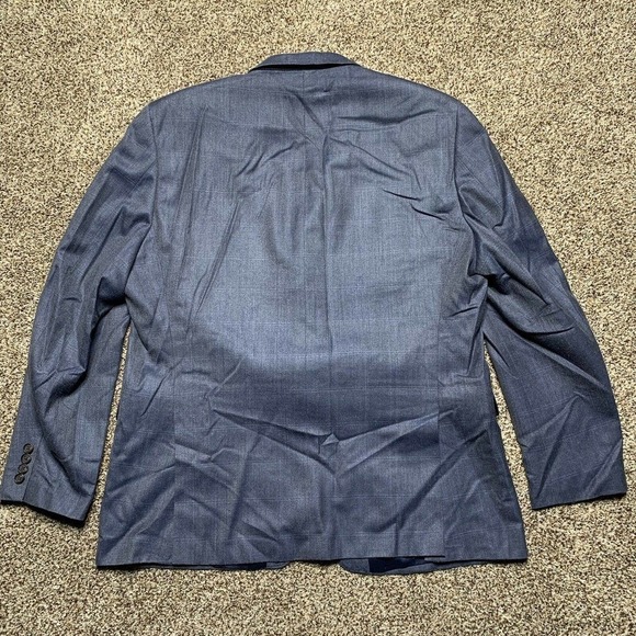 Ralph Lauren Silk Wool Blend Blazer Windowpane Mens Size 46R Blue Slim Fit EUC - Picture 9 of 9